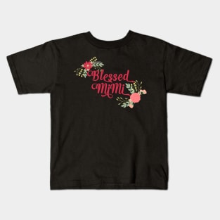 Blessed MiMi Floral Christian Grandma Gift Kids T-Shirt